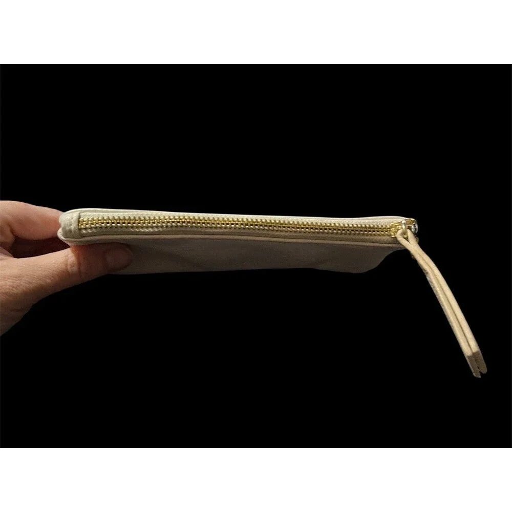 Steve Madden Slim White Clutch Purse Pencil Case 3.25” Length x 7” Width